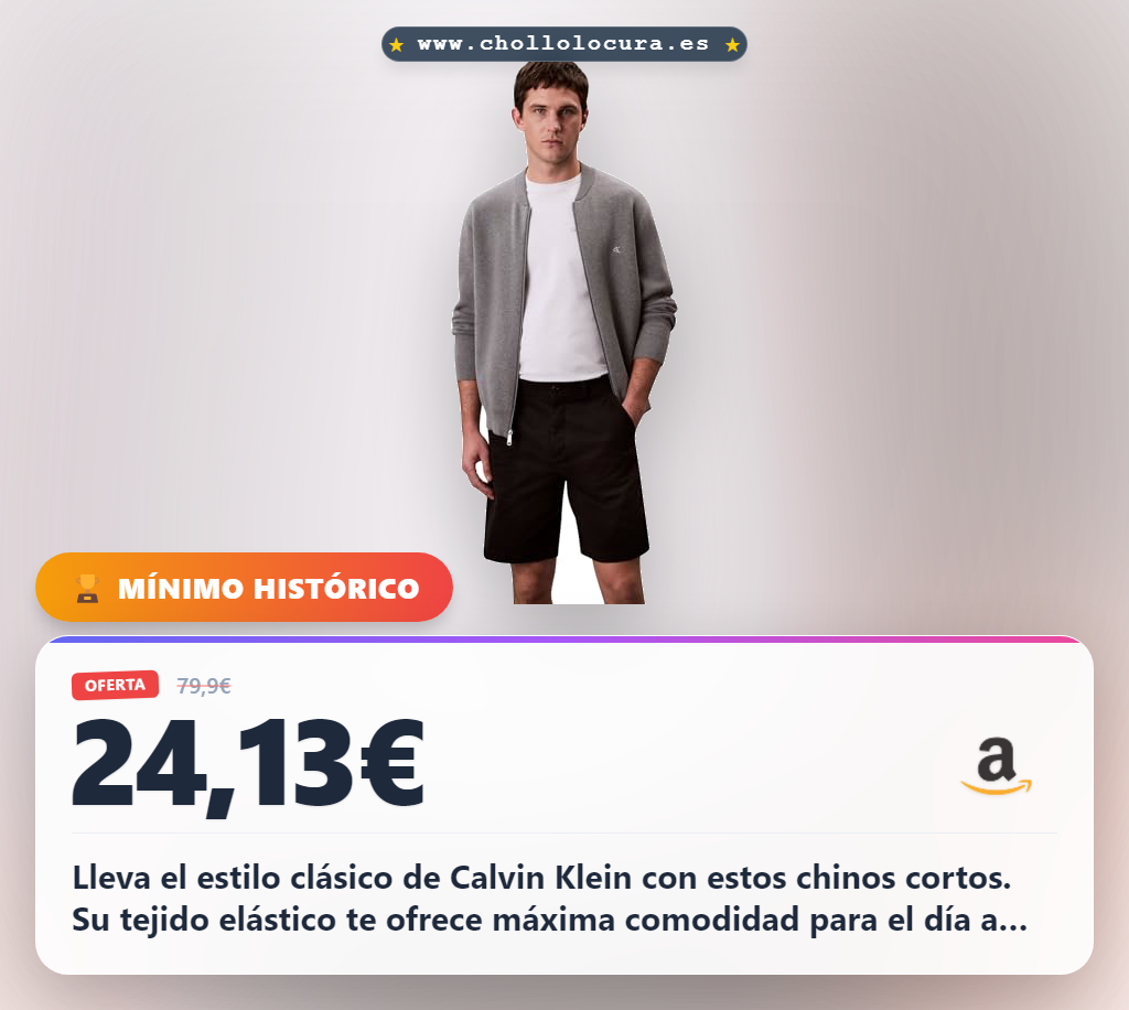 Consigue los chinos cortos Calvin Klein clásicos en algodón negro y el mejor precio de oferta