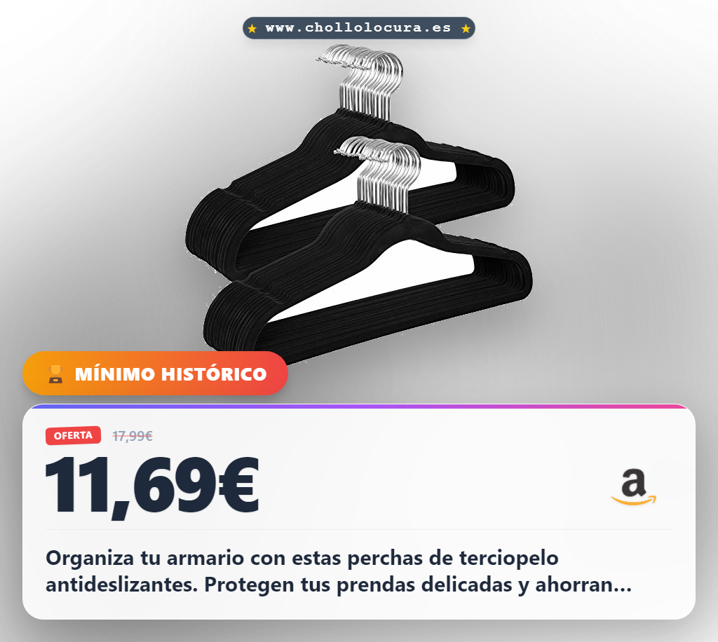 Ahorra espacio en tu armario con el juego de 30 perchas de terciopelo SONGMICS antideslizantes y gancho 360° al mejor precio.
