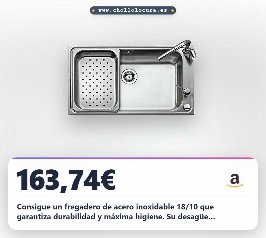 Ahorra en tu cocina con el fregadero Teka 12127001 de acero inoxidable 18/10 y desagüe automático