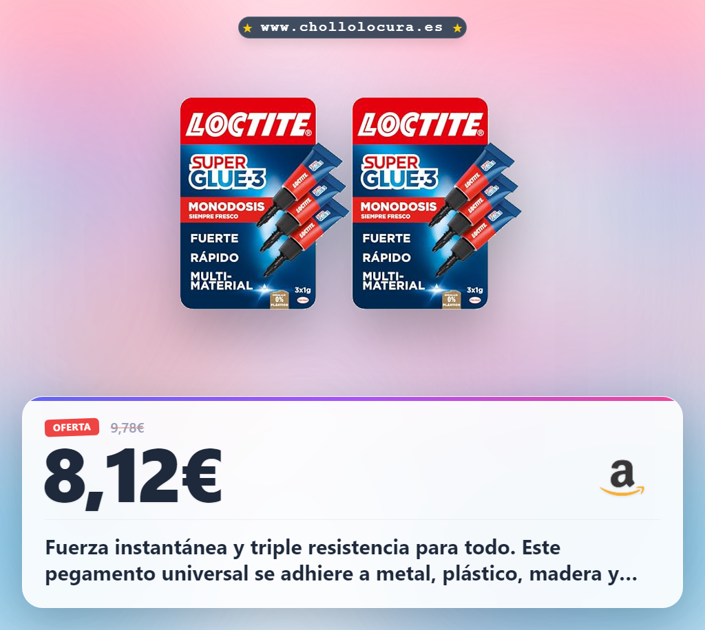 Consigue pegamento universal Loctite Super Glue-3 Original Mini Trio con triple resistencia y secado instantáneo