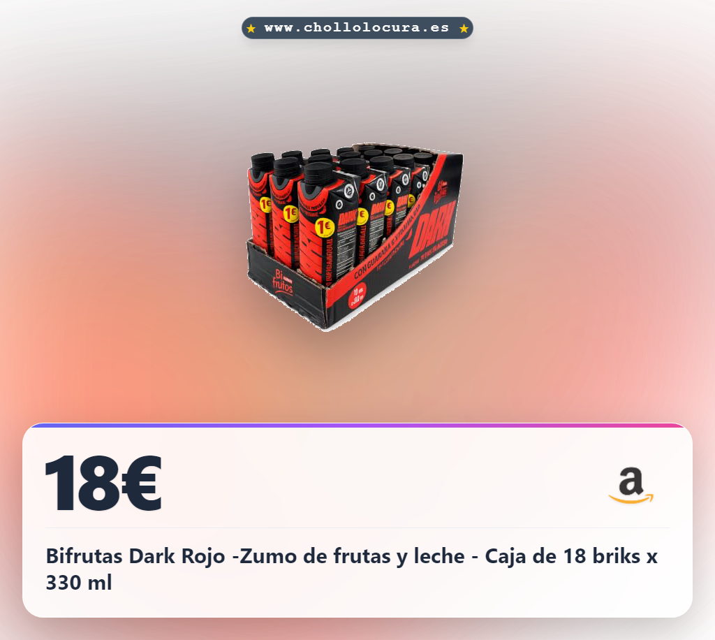 Bifrutas Dark Rojo -Zumo de frutas y leche - Caja de 18 briks x 330 ml