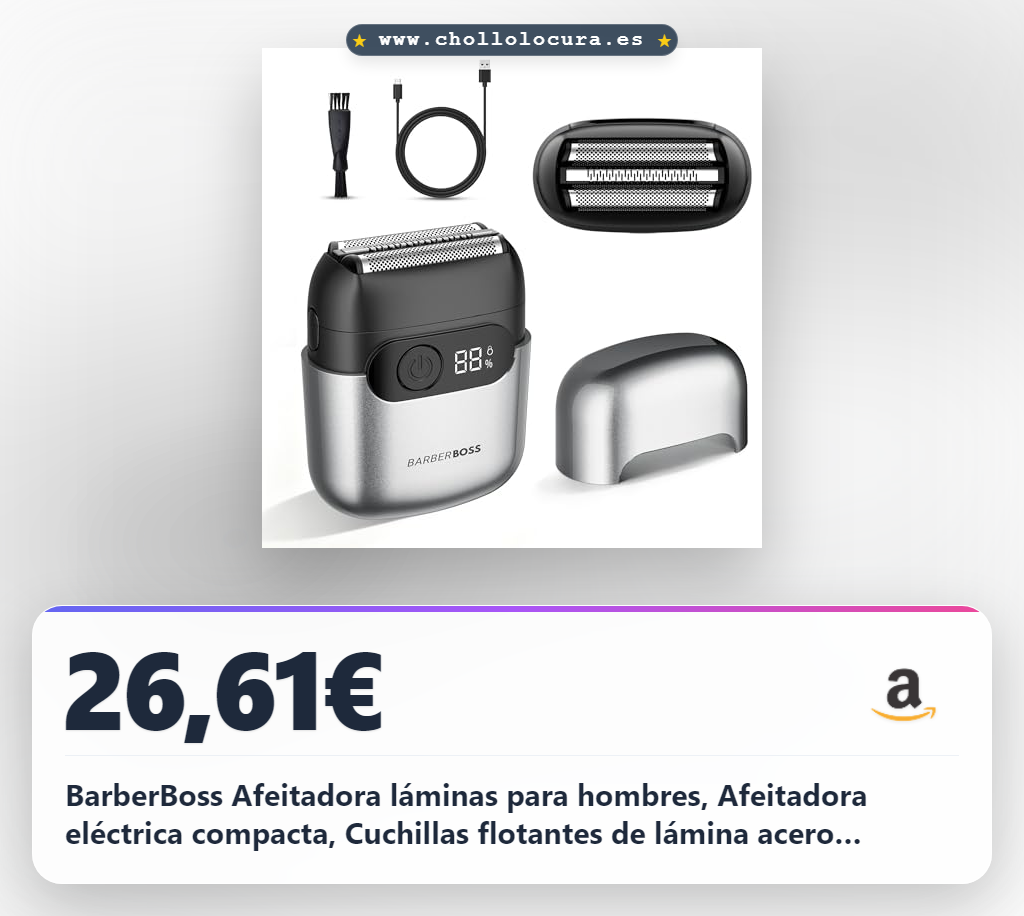 BarberBoss Afeitadora láminas para hombres, Afeitadora eléctrica compacta, Cuchillas flotantes de lámina acero inoxidable, Maquinilla afeitar eléctrica compacta para hombres, QR-2752 (Gris metálico)