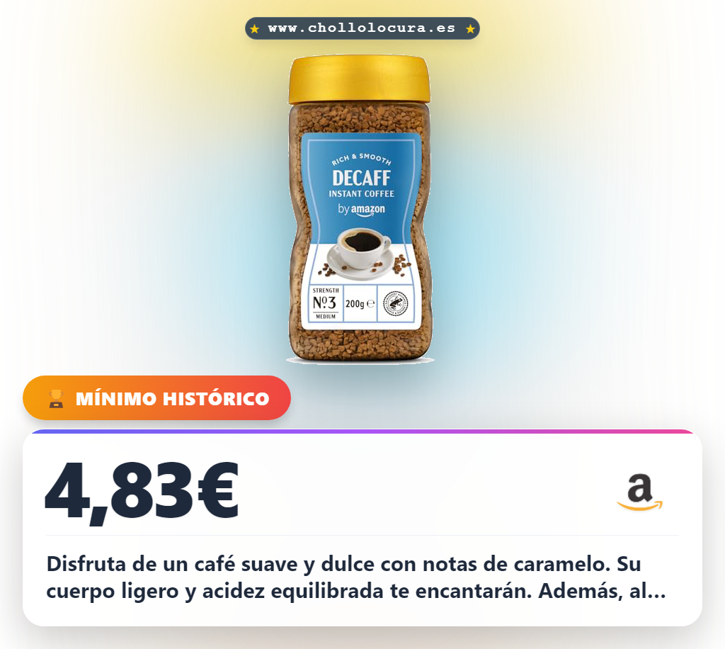 Aprovecha café soluble descafeinado con certificación Rainforest Alliance y notas de caramelo