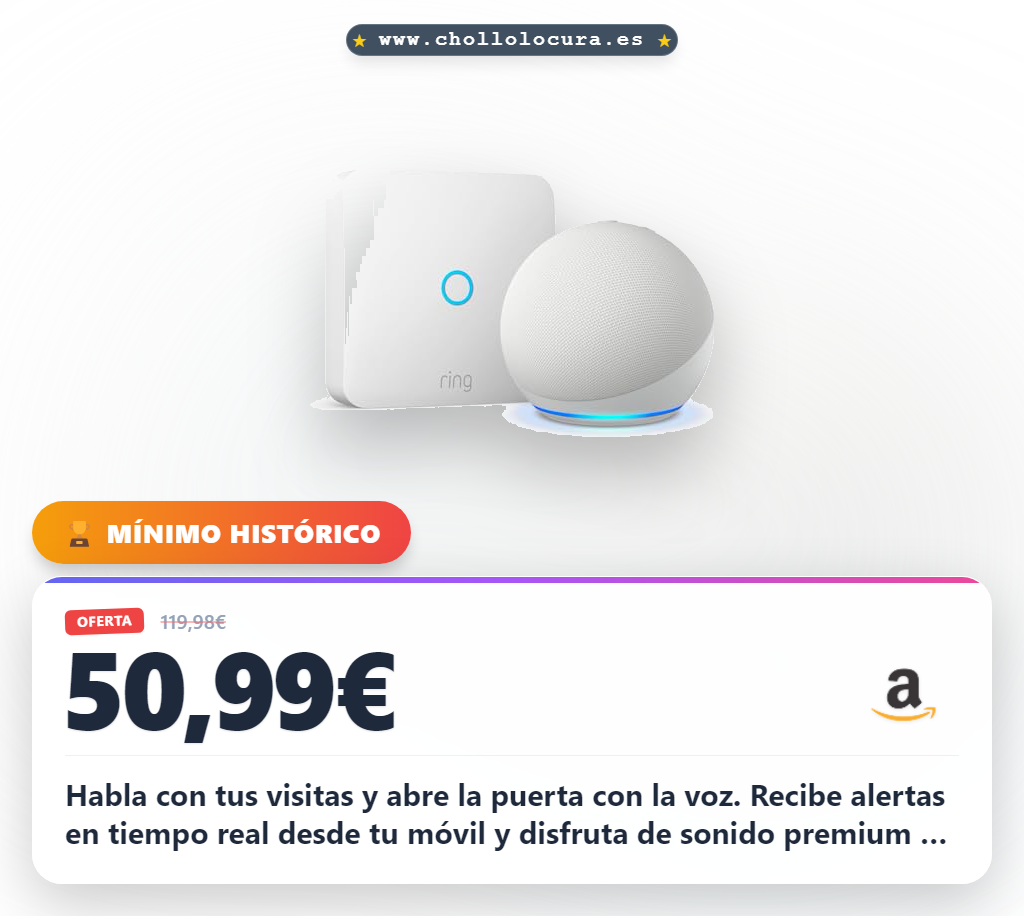 Obtén el pack Echo Dot y Ring Intercom con acceso inteligente a tu edificio al mejor precio de oferta histórica