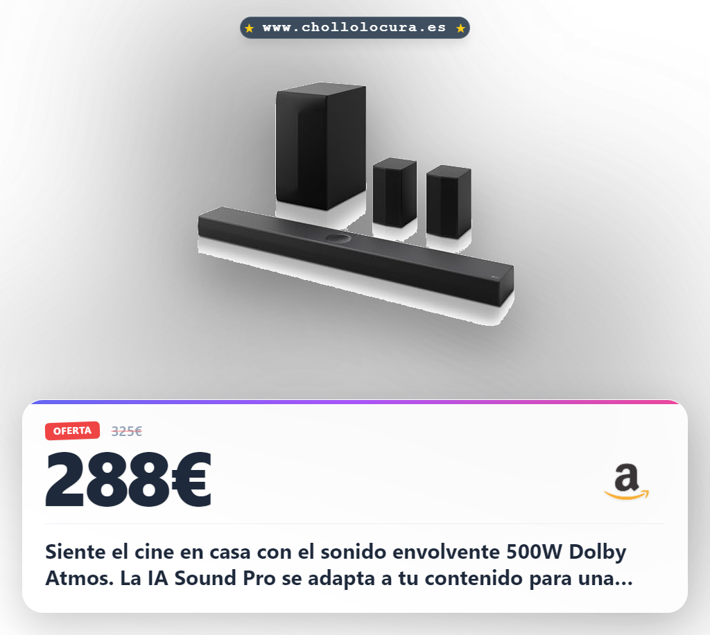 Aprovecha la barra de sonido LG S70TR Dolby Atmos 500W con IA y Sinergia WOW en oferta histórica
