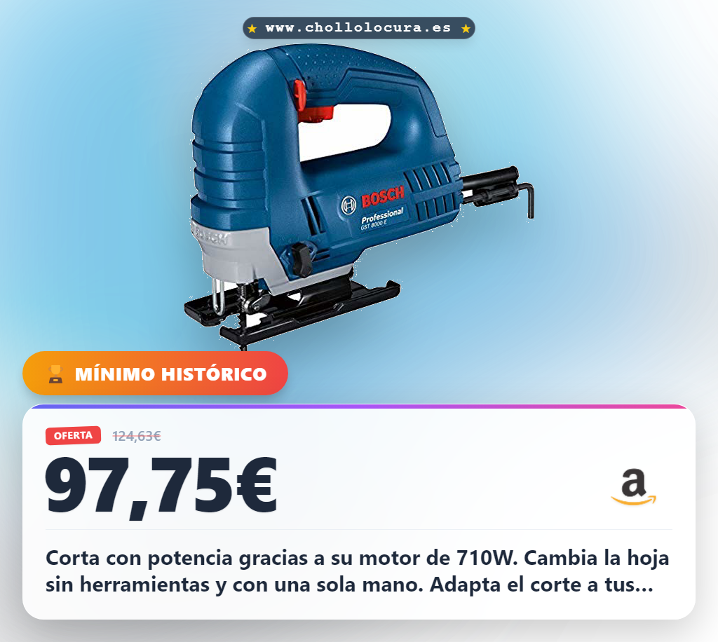Aprovecha la sierra de calar Bosch PRO GST 8000 E con motor potente y cambio de hoja sin herramientas en oferta histórica