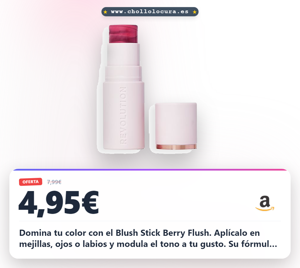 Disfruta del Colorete en Barra Revolution Skin Silk Marble Berry Flush, fórmula cremosa y vegana en oferta.