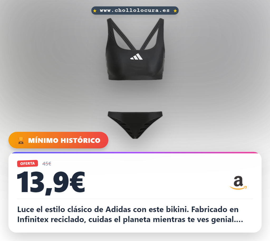 Ahorra en el bikini adidas Mujer 3 Stripes V-Back Black/White, fabric Infinitex reciclado al mejor precio