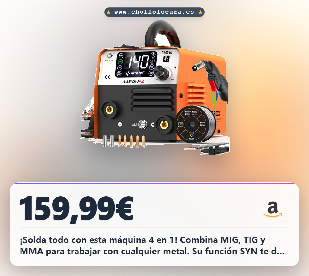 Compra el soldador MIG 4 en 1 HITBOX 140A Inversor IGBT con gas/sin gas y kit completo a precio de chollo