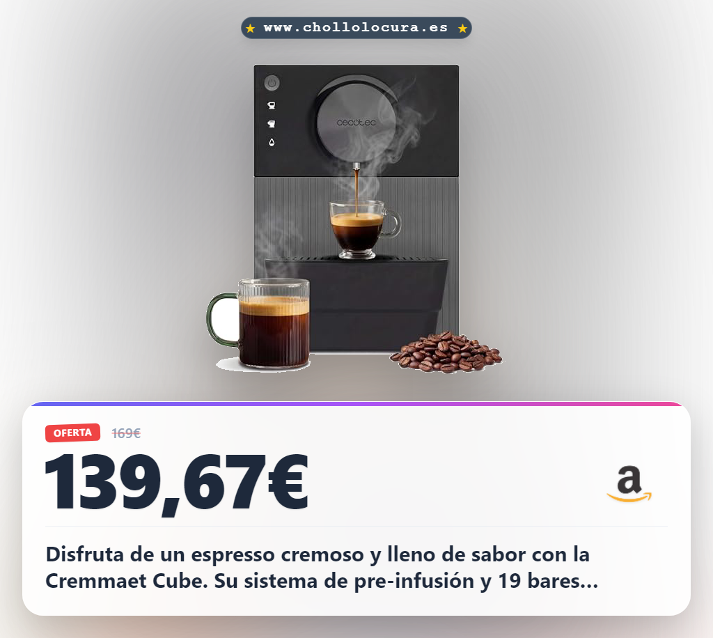 Aprovecha la cafetera superautomática Cremmaet Cube con 19 bares y sistema Thermoblock al mejor precio