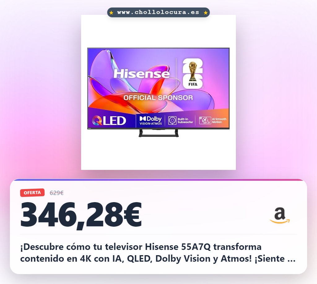 ¡Descubre cómo tu televisor Hisense 55A7Q transforma contenido en 4K con IA, QLED, Dolby Vision y Atmos! ¡Siente la diferencia!