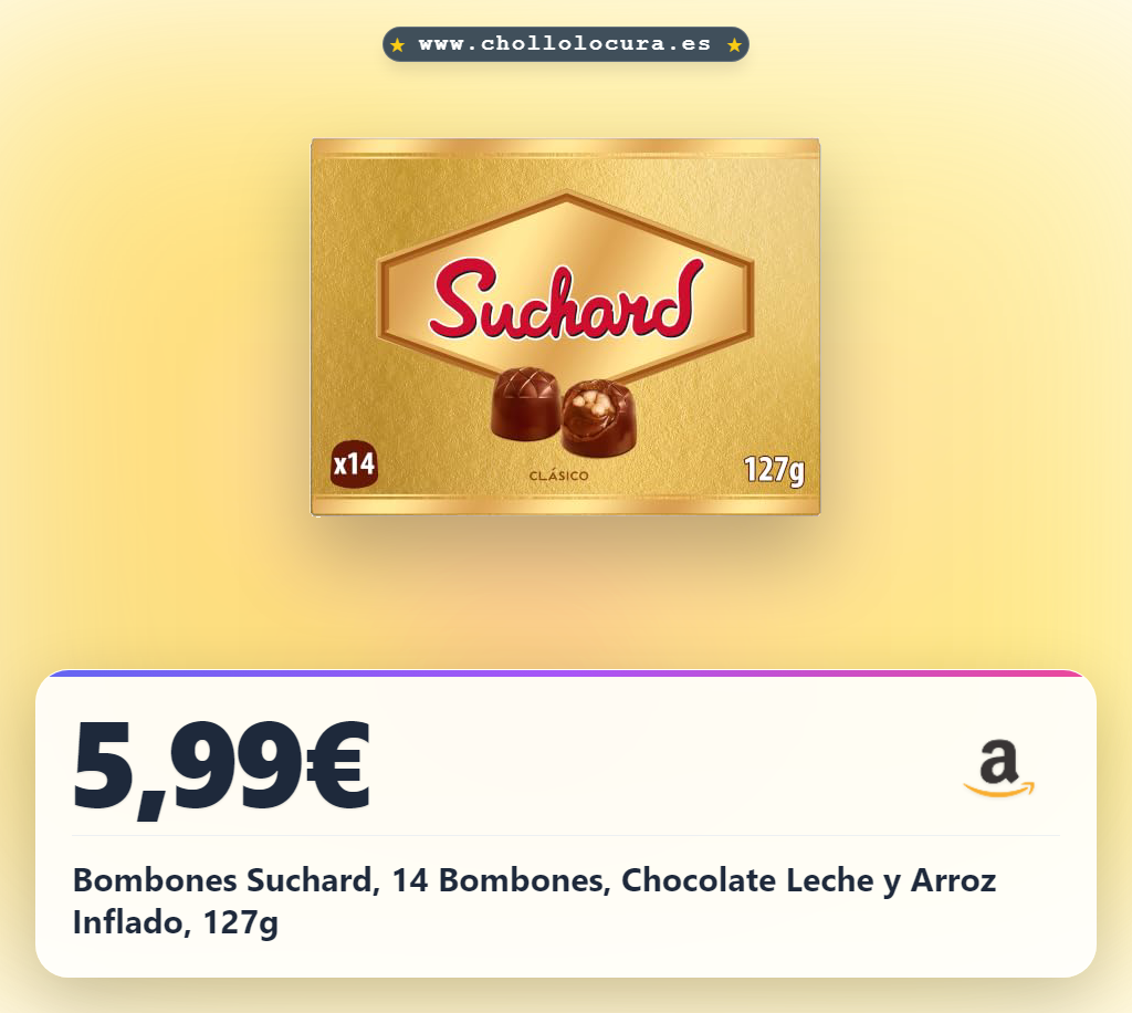 Bombones Suchard, 14 Bombones, Chocolate Leche y Arroz Inflado, 127g