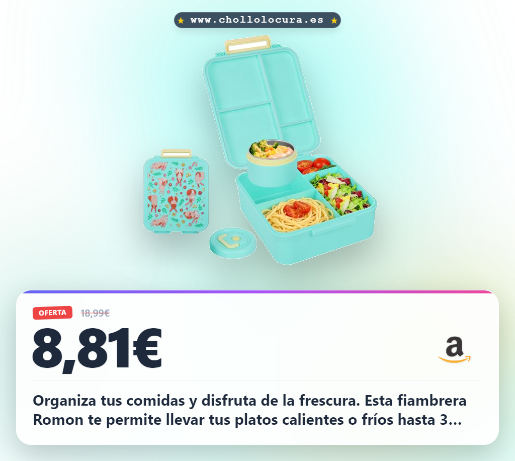 Encuentra la fiambrera Romon de 1700ml con 4 compartimentos herméticos Sin BPA a precio de chollo