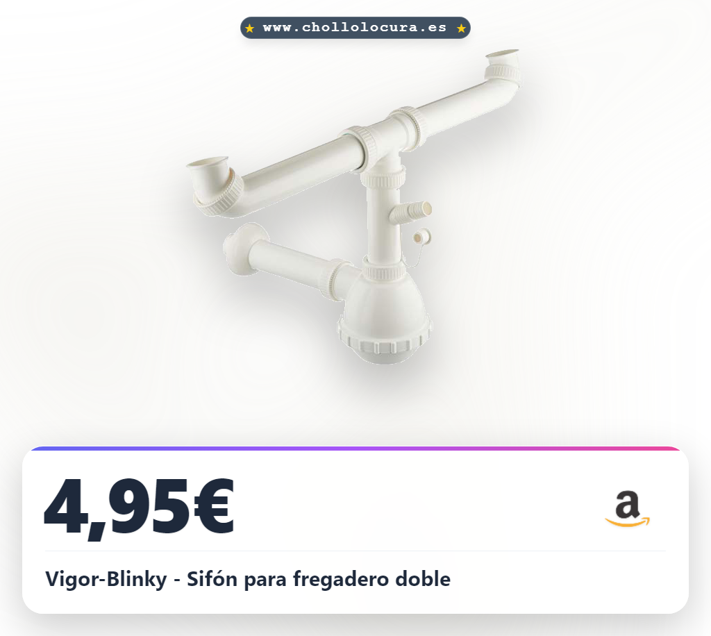 Vigor-Blinky - Sifón para fregadero doble