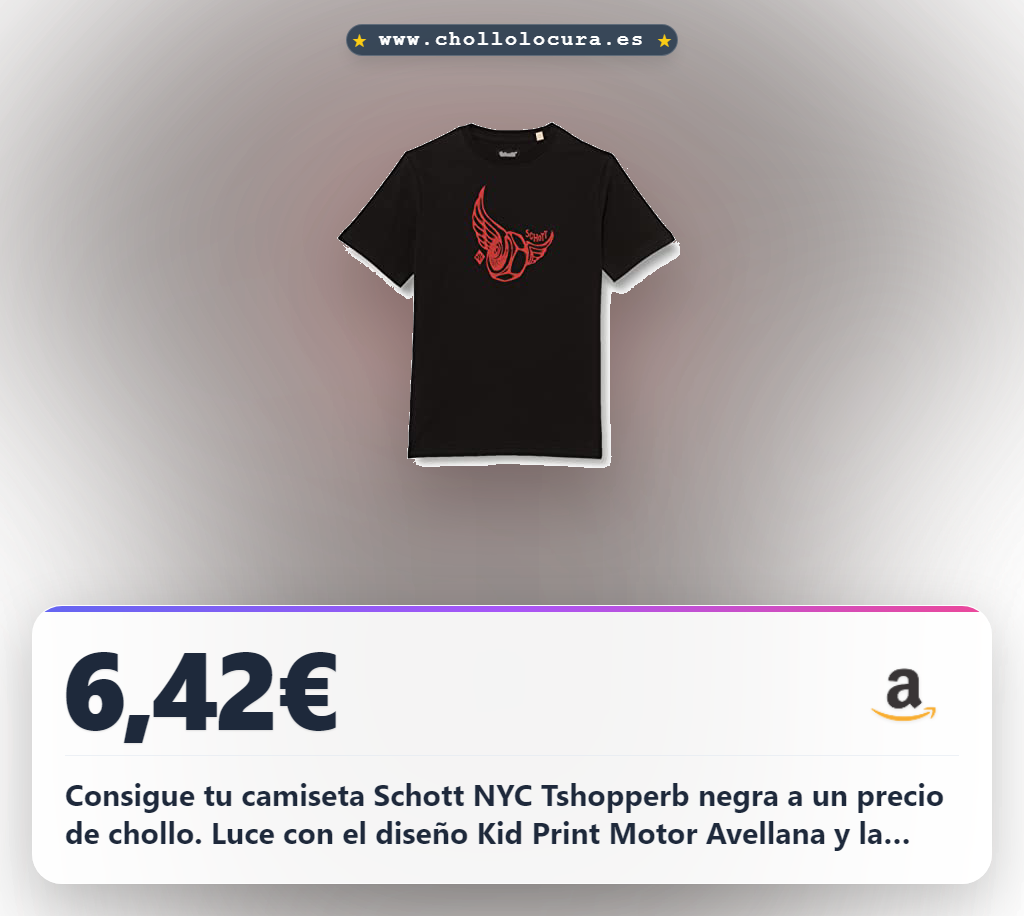 Adquiere la Camiseta Schott NYC Tshopperb negra para 10 años con Kid Print Motor avellana a precio de chollo
