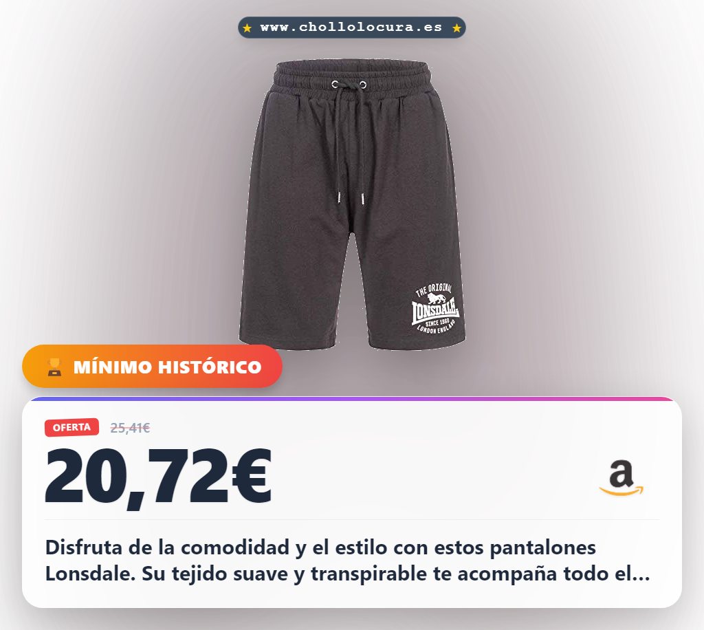 Ahorra estos pantalones cortos Lonsdale de algodón transpirable. Diseño con impresión destacada y cintura elástica a precio de chollo.