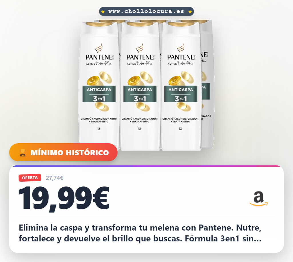Encuentra Pantene Champú Anticaspa 3en1 Nutri Pro-V: brillo y nutrición al mejor precio.