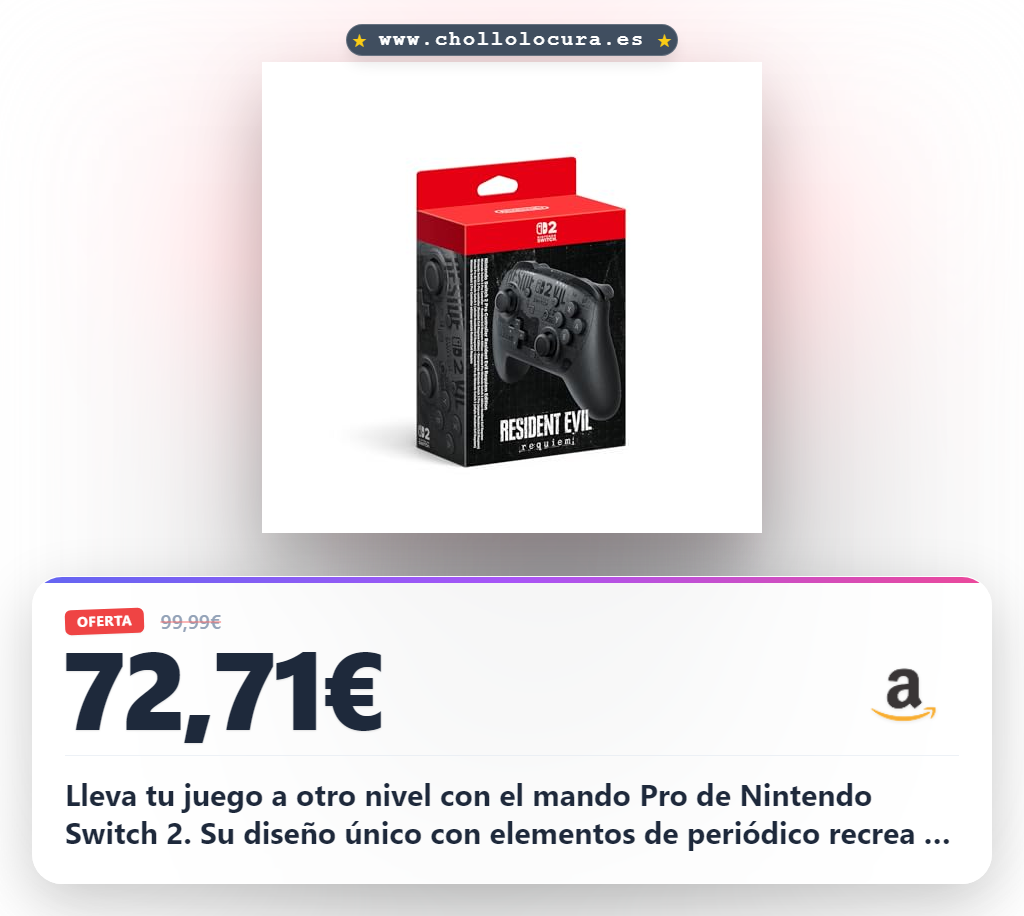 Aprovecha el Mando Pro Nintendo Switch 2 Resident Evil Requiem Edition con diseño de periódico en oferta