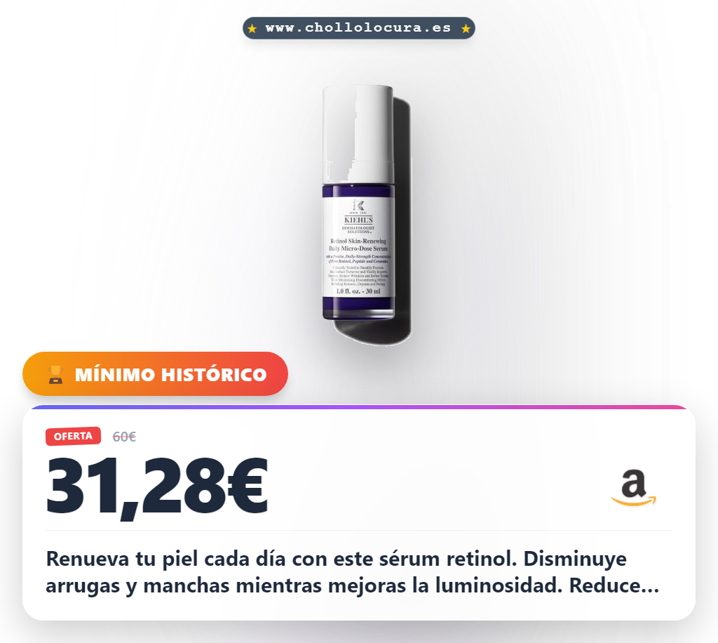 Aprovecha el sérum facial Kiehl's retinol para reducir arrugas y manchas al mejor precio de oferta