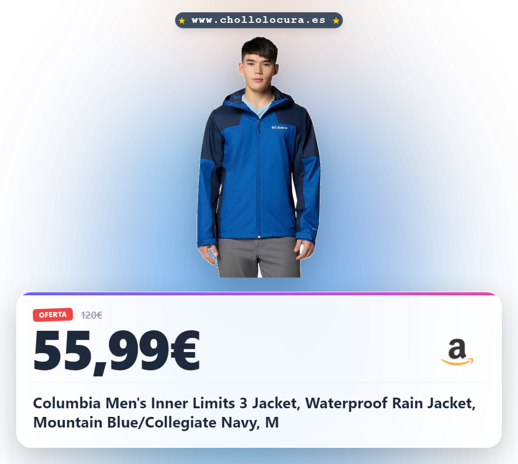 Columbia Men's Inner Limits 3 Jacket, Waterproof Rain Jacket, Mountain Blue/Collegiate Navy, M