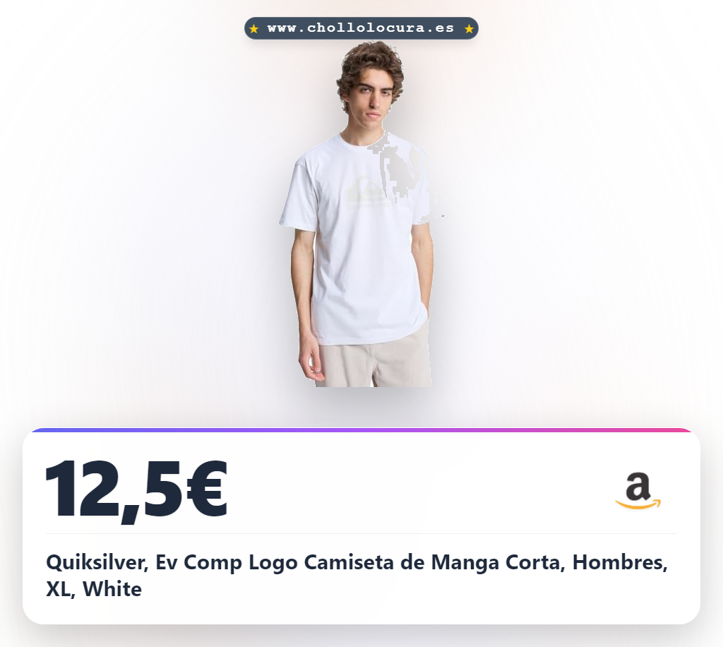 Ahorra en la Camiseta Quiksilver Ev Comp Logo para Hombre XL White: Diseño llamativo, material transpirable y al mejor precio de chollo