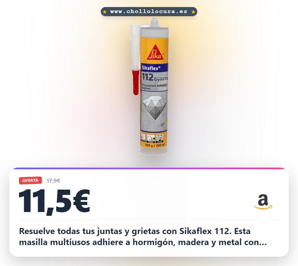 Resuelve todas tus juntas y grietas con Sikaflex 112. Esta masilla multiusos adhiere a hormigón, madera y metal con gran fuerza. Es transparente, resistente al tiempo y perfecta para calafatear tanto en interiores como en exteriores.