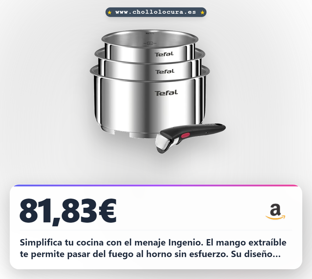 Aprovecha el menaje de cocina Ingenio con mango extraíble y sistema apilable en oferta histórica
