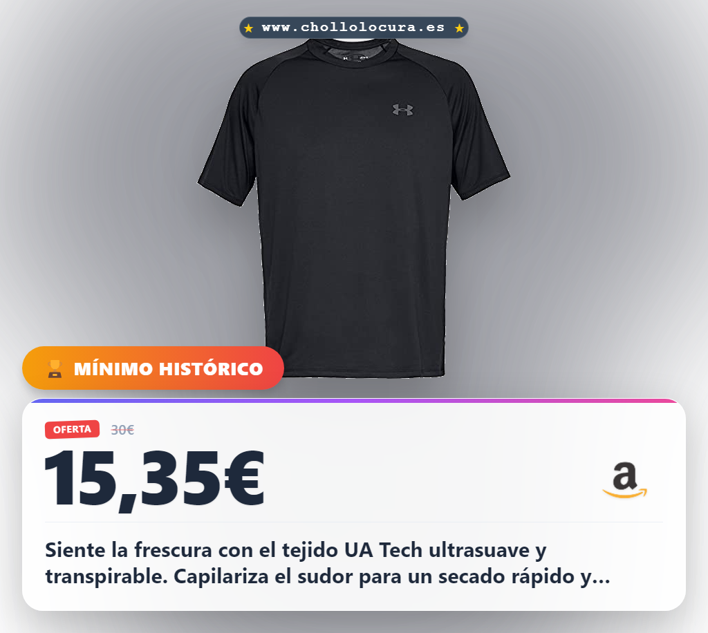 Aprovecha la camiseta UA Tech 2.0 SS ultraligera y transpirable para un secado rápido al mejor precio