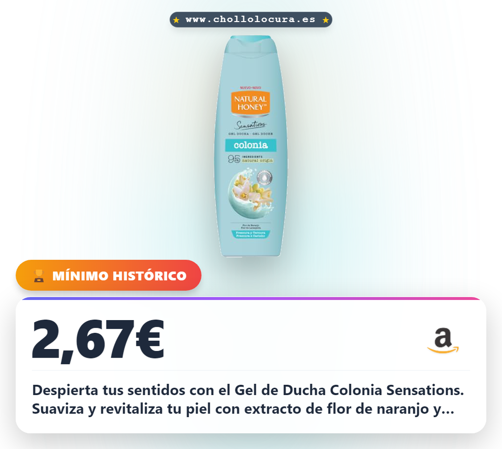 Aprovecha el Gel de Ducha Colonia Natural Honey con Extracto de Flor de Naranjo para una piel suave y radiante