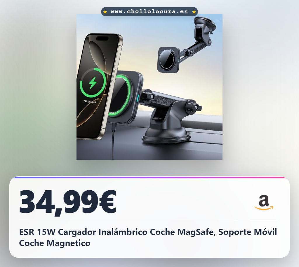 ESR 15W Cargador Inalámbrico Coche MagSafe, Soporte Móvil Coche Magnetico