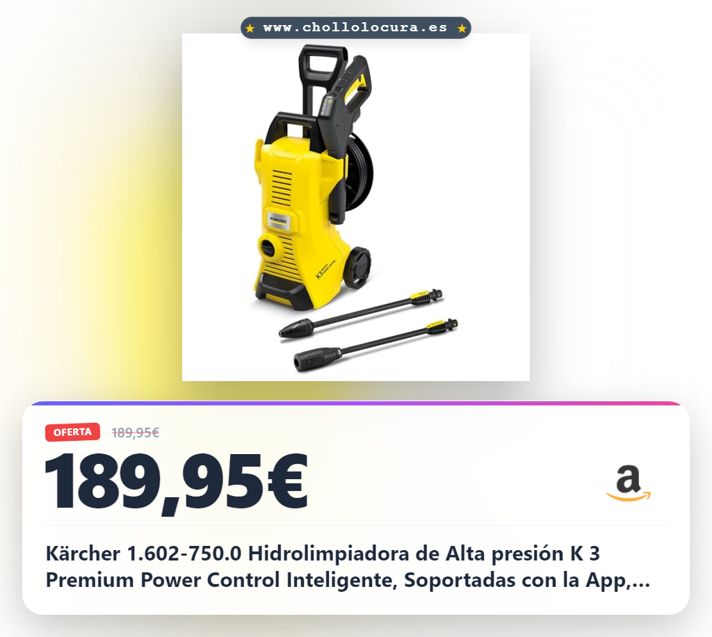 Kärcher 1.602-750.0 Hidrolimpiadora de Alta presión K 3 Premium Power Control Inteligente, Soportadas con la App, Efectivo contra la Suciedad Diaria, 120 Bar