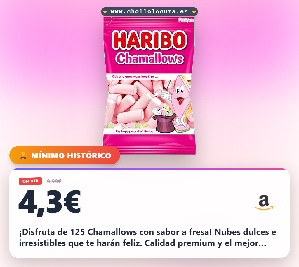 Aprovecha las deliciosas nubes Haribo Chamallows sabor fresa 125 piezas en oferta histórica