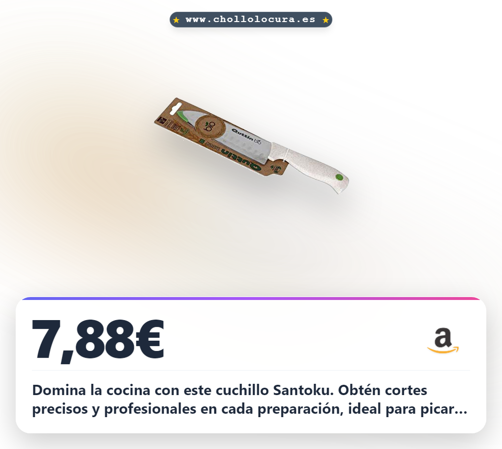 Encuentra el cuchillo Santoku Quttin multicolor de 16.5 cm en oferta histórica al mejor precio del año.