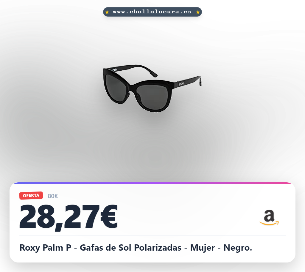 Descubre las Gafas de Sol Polarizadas Roxy Palm P para Mujer en negro con marco inyectado G850 al mejor precio