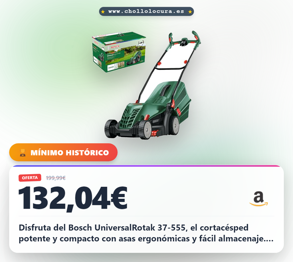 Bosch cortacésped con cable UniversalRotak 37-555 (1400 W de potencia del motor, ancho de corte: 37 cm, cesta colectora de 40 litros, asas Ergoflex)