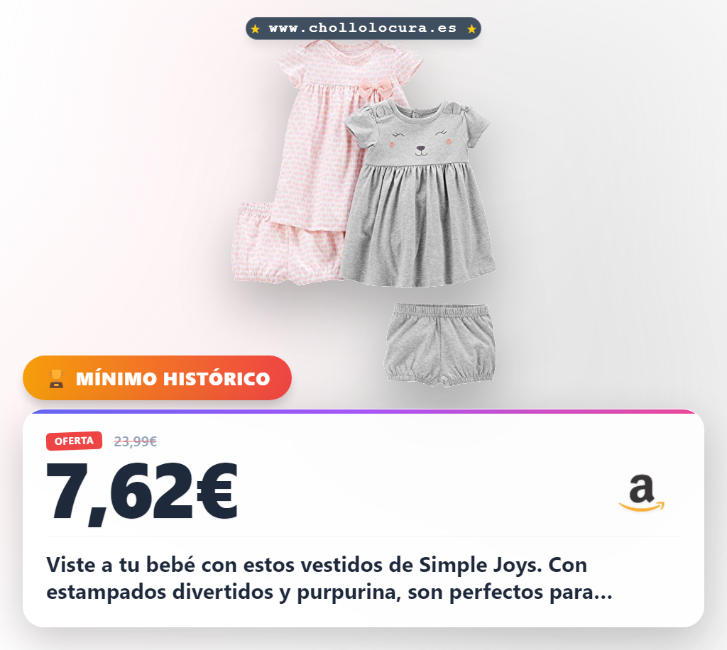 Aprovecha este pack de 2 vestidos de Carter's para bebé niña sin mangas con estampados de osos y elefantes al mejor precio