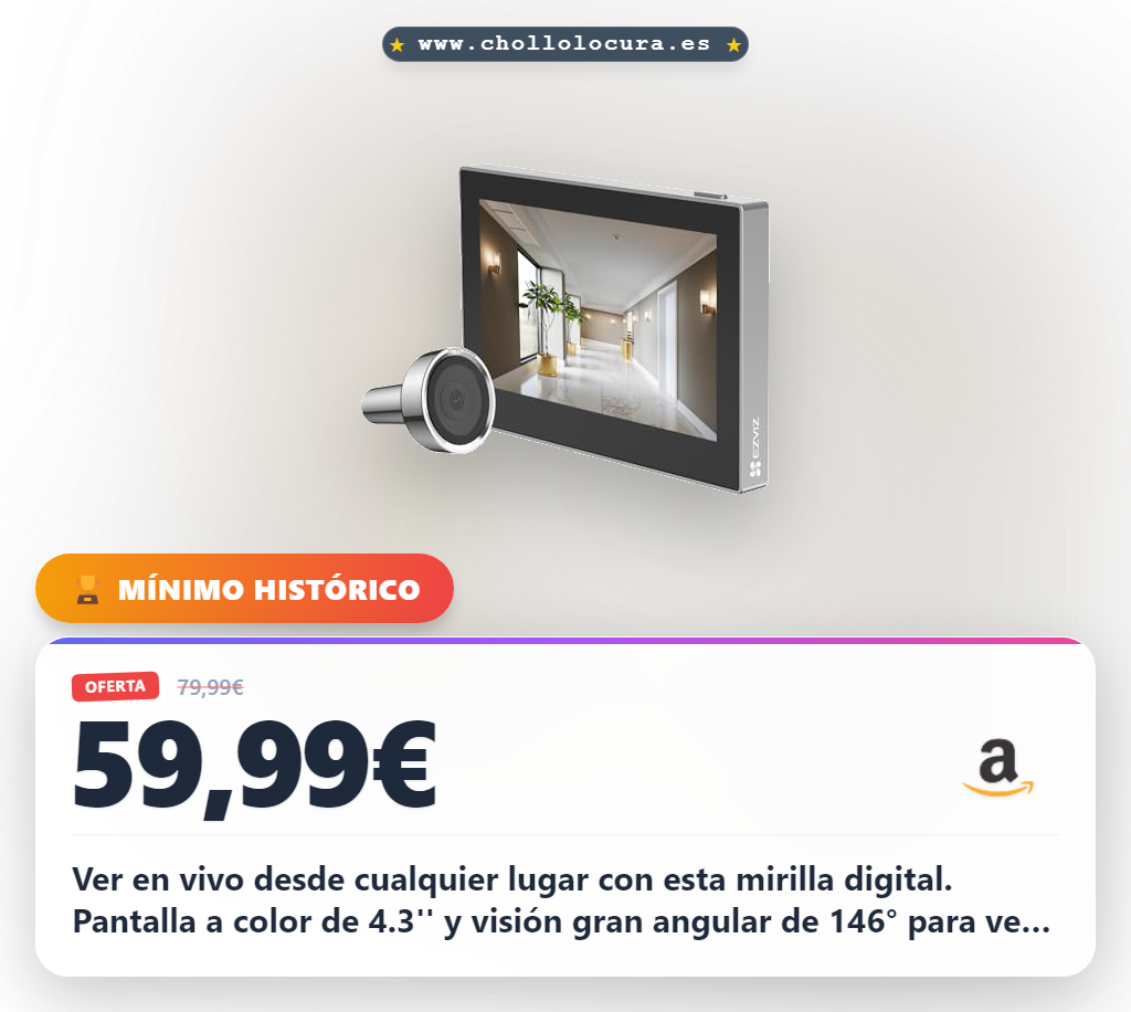 Consigue la mirilla digital EZVIZ CP2 con pantalla 4.3'' y visión en vivo WiFi al mejor precio