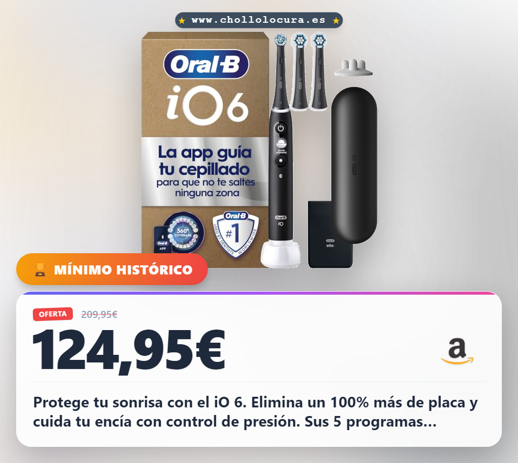 Logra la limpieza profesional con el Oral-B iO 6 cepillo eléctrico inteligente en oferta