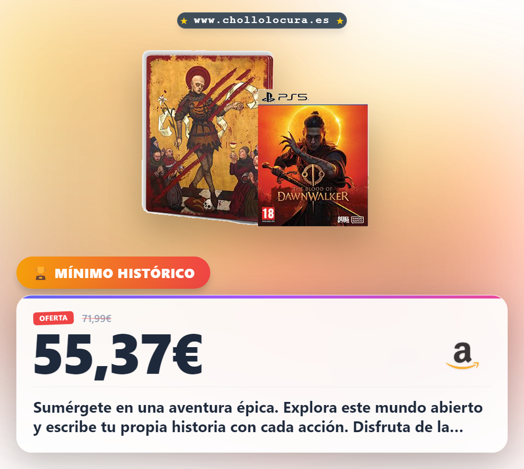 Aprovecha The Blood Of Dawnwalker Day 1 Edition para PS5 con Steelbook y mundo abierto en oferta histórica