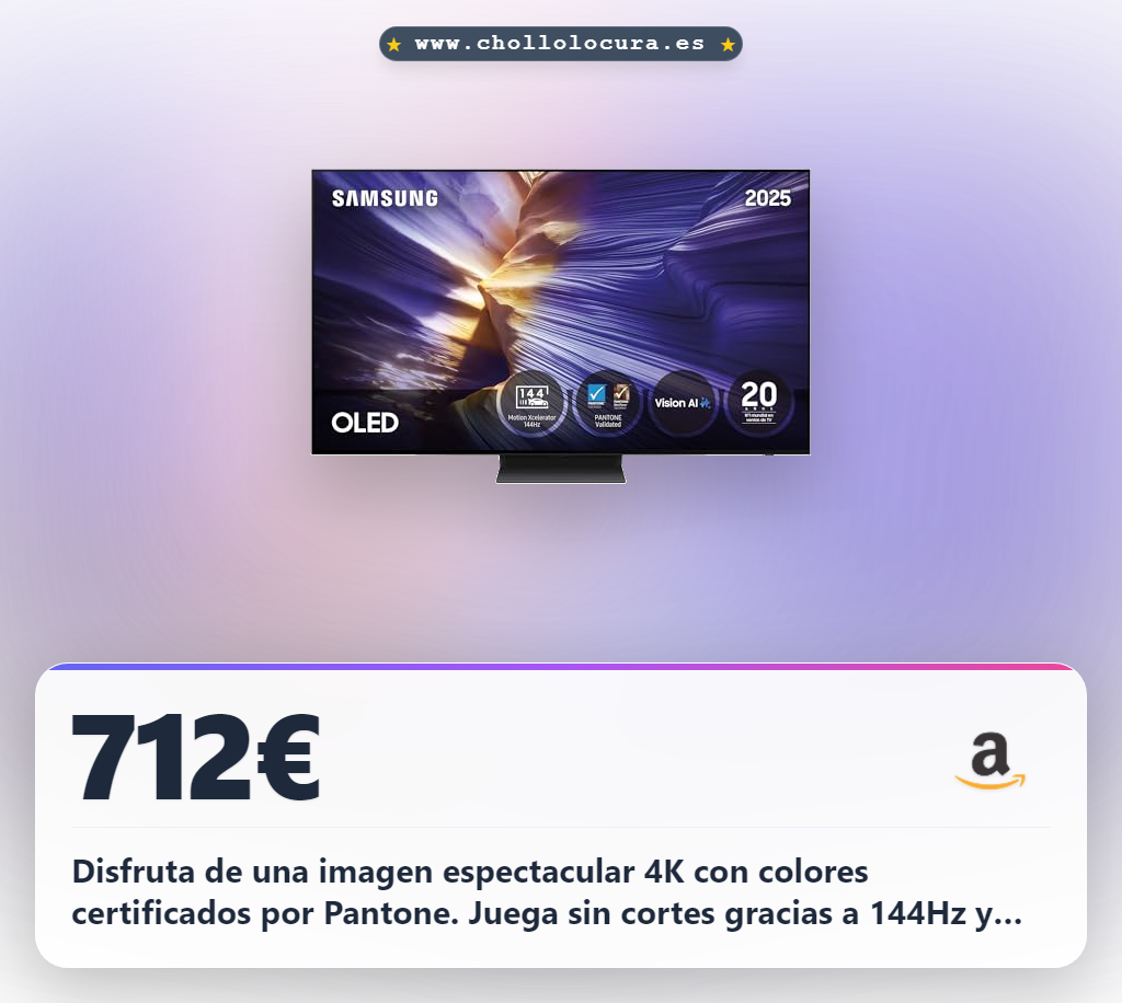 Aprovecha el Samsung TV OLED S93F 4K con Vision AI, 144Hz y colores Pantone certificados