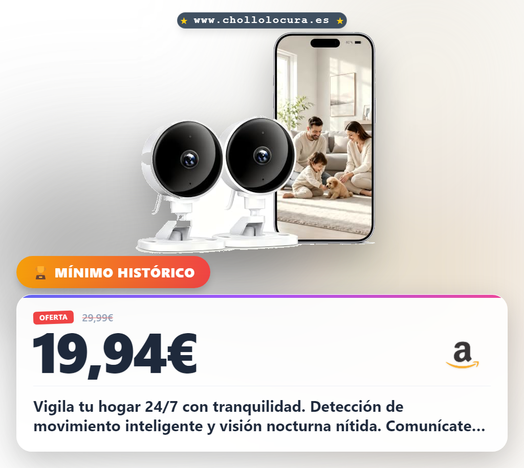 Aprovecha la cámara WiFi interior con visión nocturna y detección de movimiento inteligente en oferta histórica