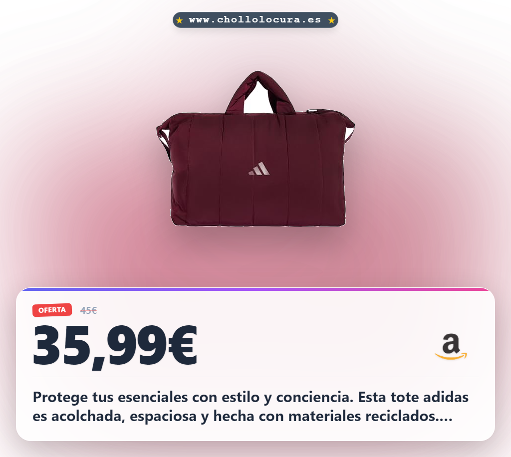 Adquiere la tote bag unisex adidas en color granate con materiales reciclados al mejor precio