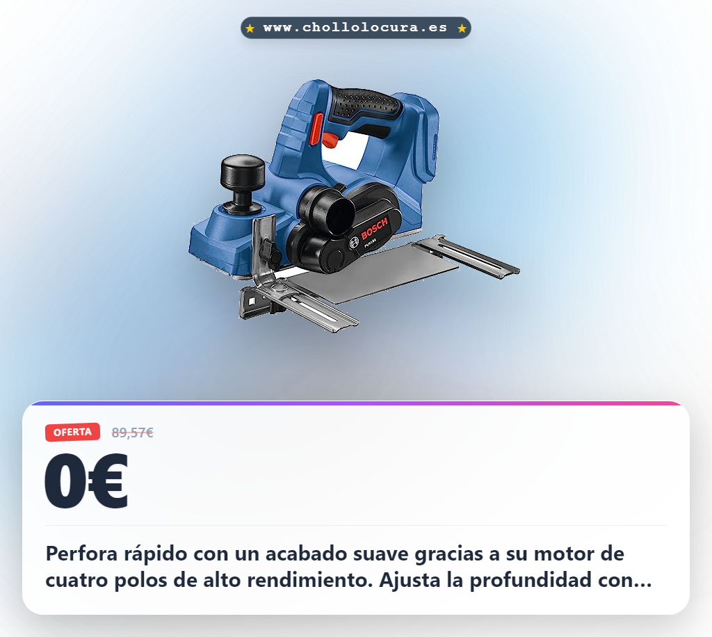 Consigue la cepilladora Bosch 18V 3-1/4 pulgadas con motor de alto rendimiento y micrograno Woodrazor al mejor precio