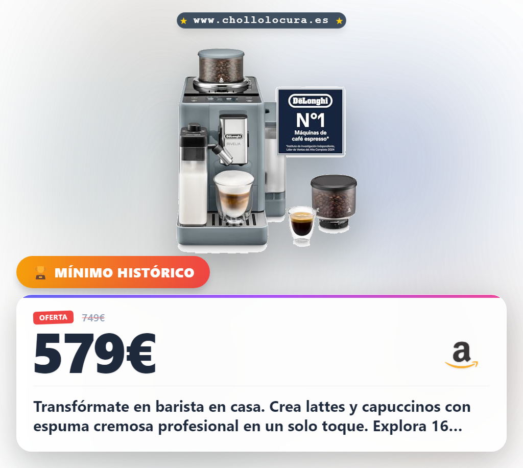 Disfruta de la cafetera superautomática Rivelia. Consigue lattes y cappuccinos con espuma barista a precio de chollo