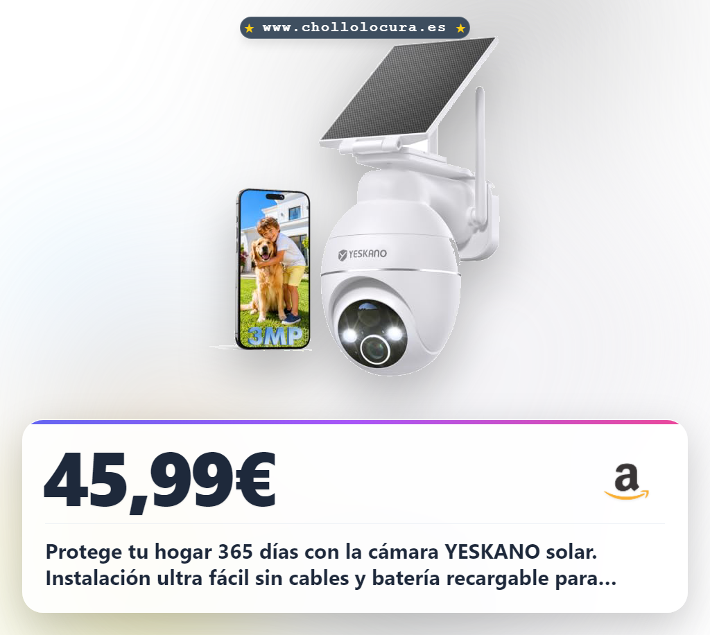 Protege tu hogar 365 días con la cámara YESKANO solar. Instalación ultra fácil sin cables y batería recargable para funcionar siempre. Disfruta de imágenes 2K nítidas y zoom 5x. Recibe alertas de movimiento en tiempo real y cuida tu seguridad sin suscripciones.