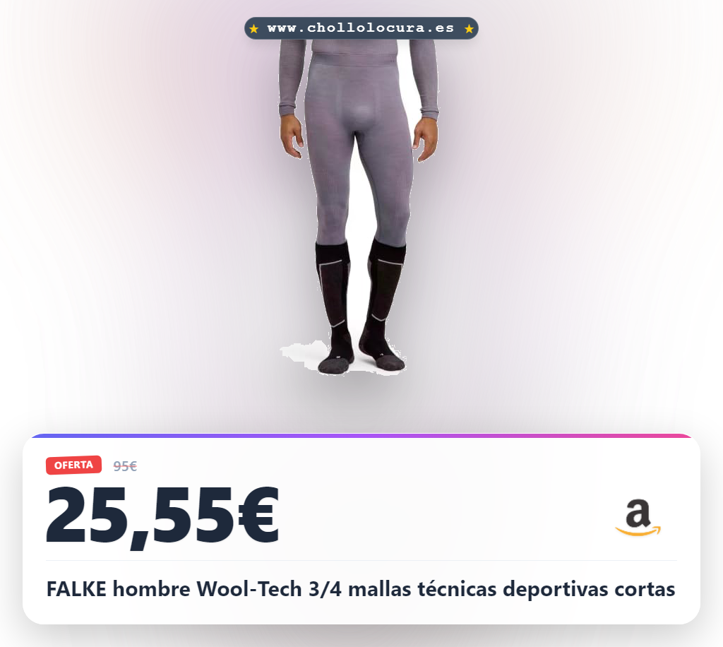 FALKE hombre Wool-Tech 3/4 mallas técnicas deportivas cortas