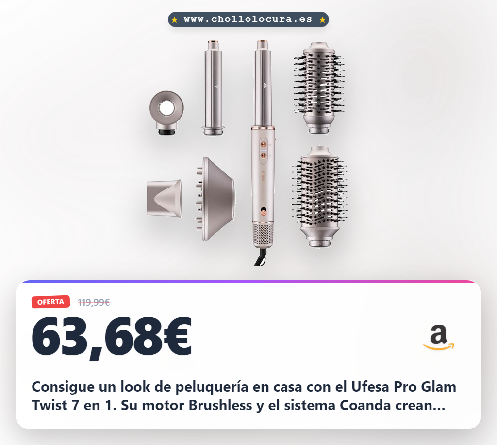 Descubre el Moldeador Ufesa Pro Glam Twist 7 en 1 con Motor Brushless y Sistema Coanda al mejor precio