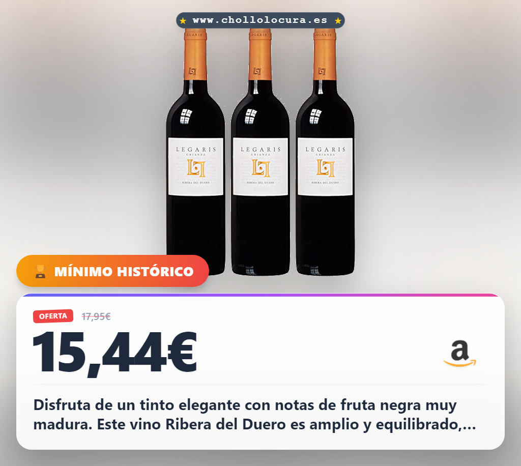 Aprovecha este vino tinto Ribera del Duero Tempranillo con Cabernet Sauvignon en oferta histórica