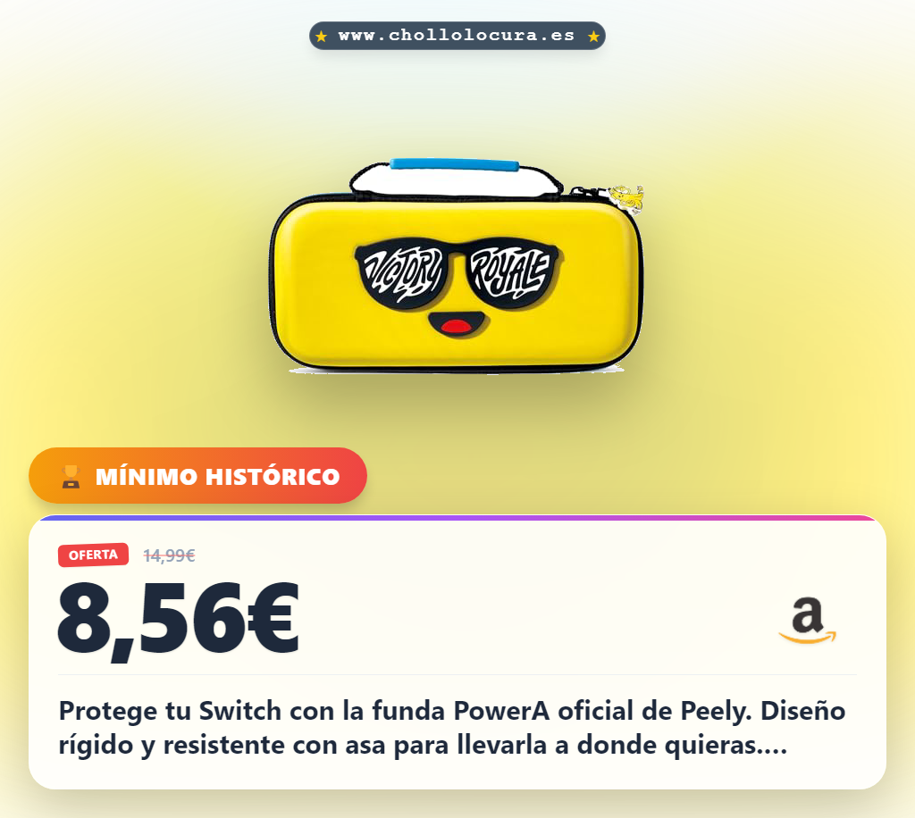 Aprovecha la funda protectora rígida PowerA para Nintendo Switch y Lite con asa de transporte oficial Peely