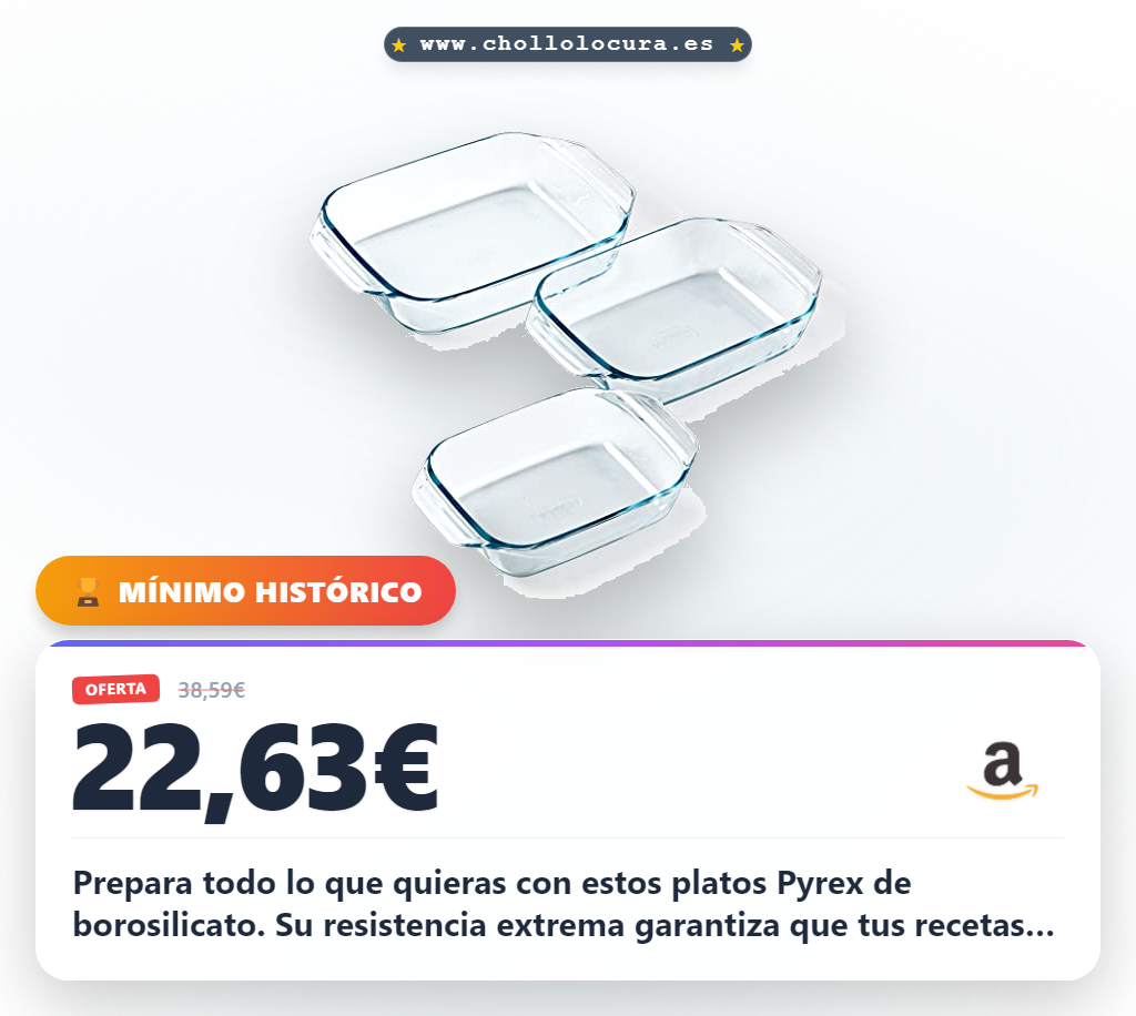 Aprovecha el juego de 3 platos Pyrex para horno en vidrio borosilicato con resistencia extrema al mejor precio
